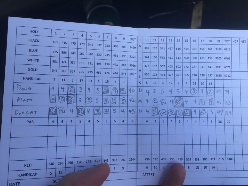 Scorecard from my lowest round ever.