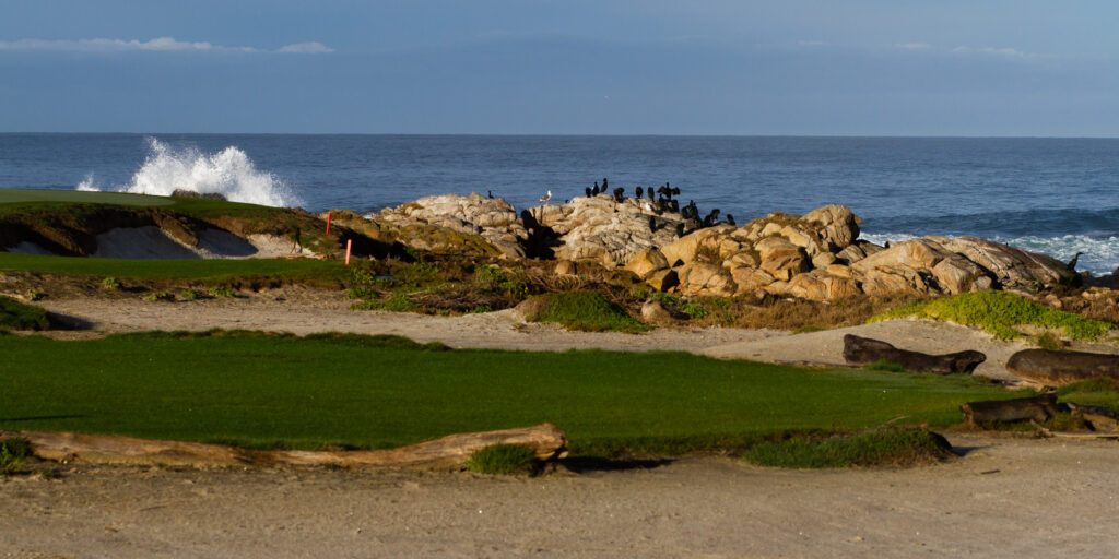 Pebble Beach Golf Links overlooking the ocean.